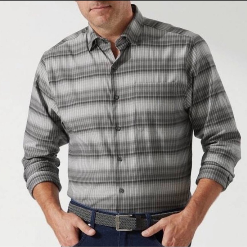 NWT TOMMY BAHAMA Men's Lazlo Lux Ombre Stripe Silk Blend Shirt Sz 4XLB